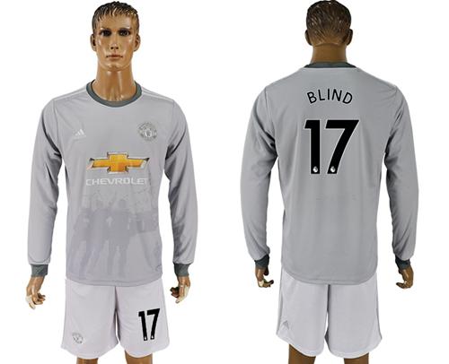 Manchester United #17 Blind Sec Away Long Sleeves Soccer Club Jersey
